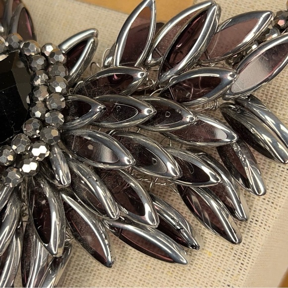 AERAVIDA GLASS BEAD NECKLACE STATEMENT HANDMADE EVENT GOTH FORMAL EVENING BLACK - Picture 10 of 14